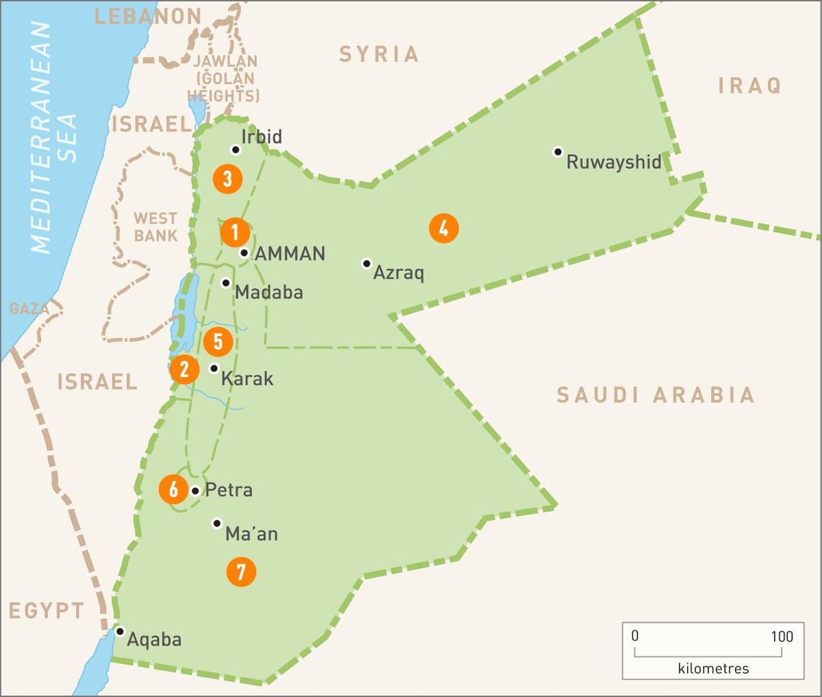 amman Жордан газрын зураг дээр