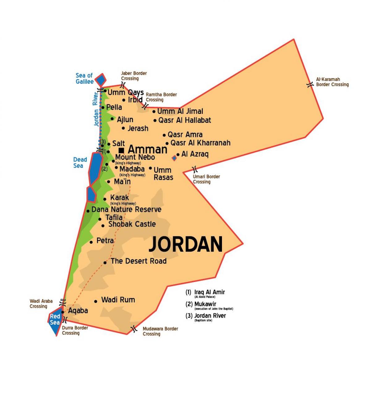 Жордан хотуудын газрын зураг